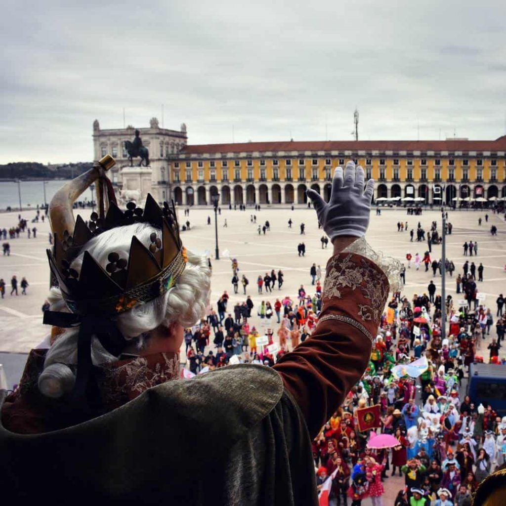 O rei do Carnaval de Torres Vedras na Praça do Comércio