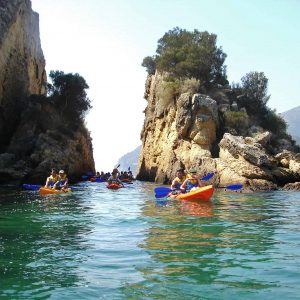 Sea kayaking during your team building in Lisbon.