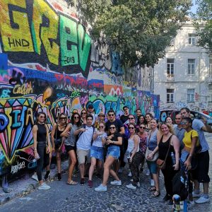 Street art workshop with artist during your team building in Lisbon.