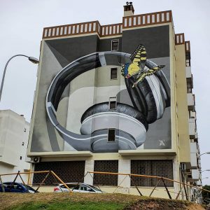 Giant street art by Odeith in Amadora, a suburb of Lisbon