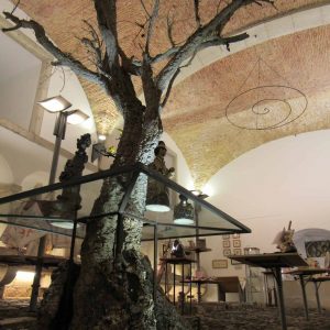 Objects, traditional souvenirs and creations of Portuguese craftsmen in a shop in Alfama near Lisbon Cathedral