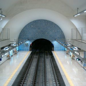 Tiles in the Telheiras metro station, by artist Eduardo Batarda