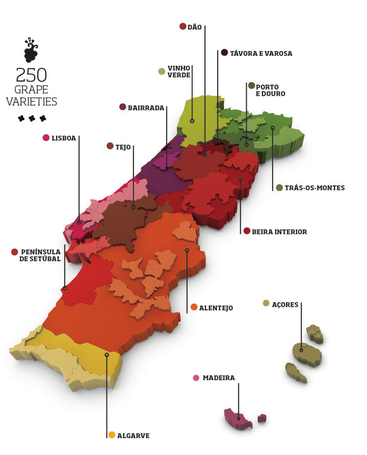 Mapa dos Vinhos da Região de Lisboa e Portugal