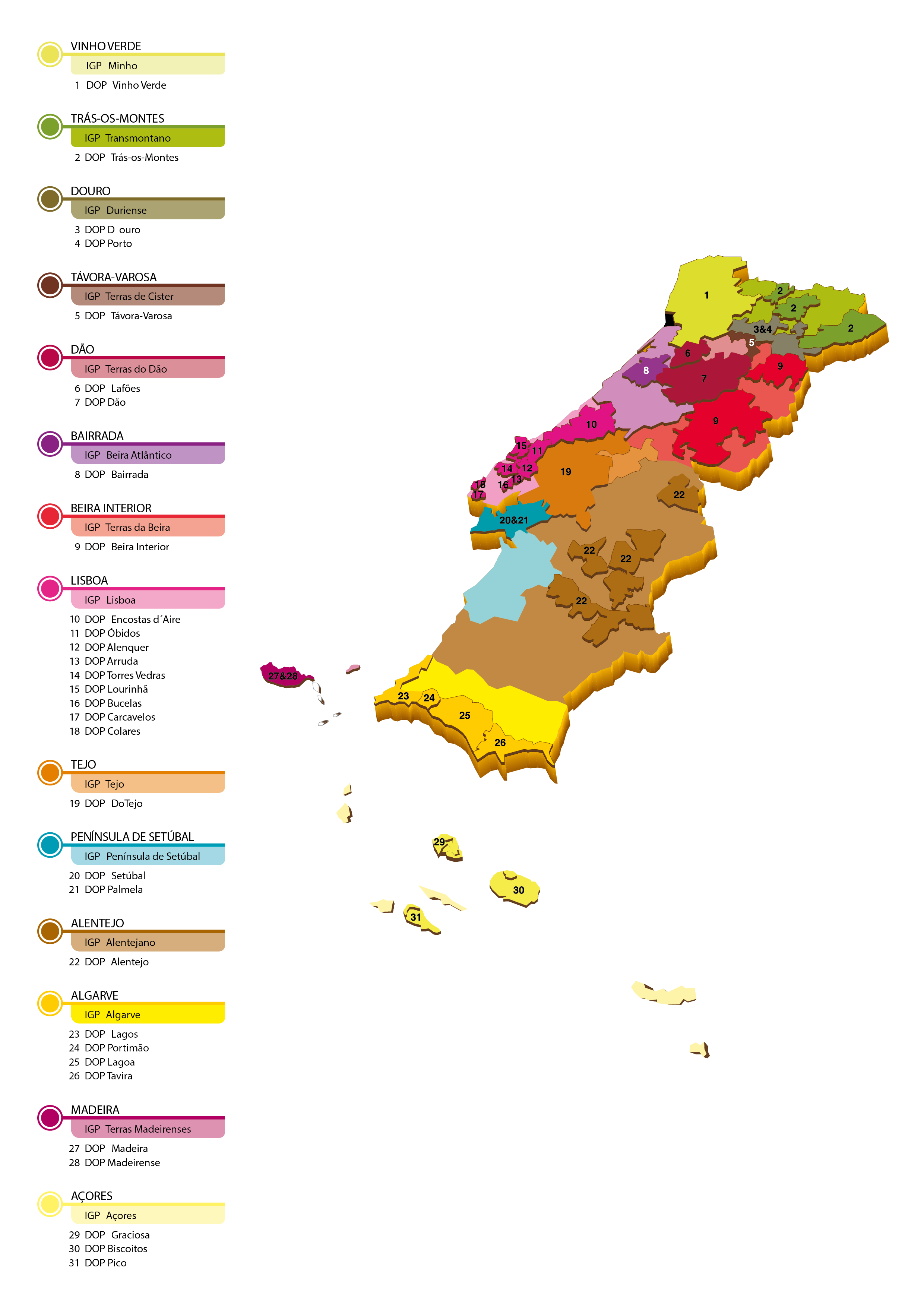 Map of the wine regions of Portugal