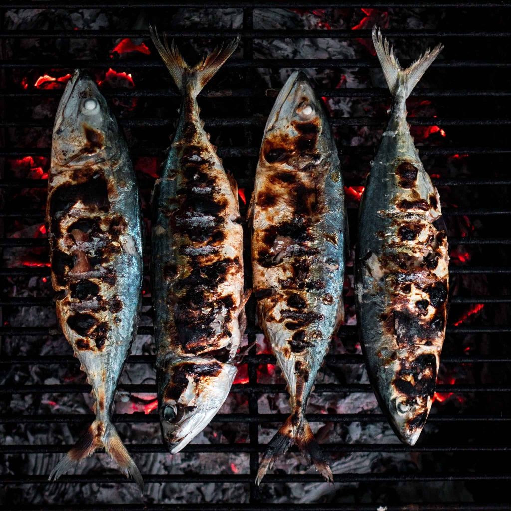 Grilled sardines in a typical Lisbon restaurant during the sardine festival