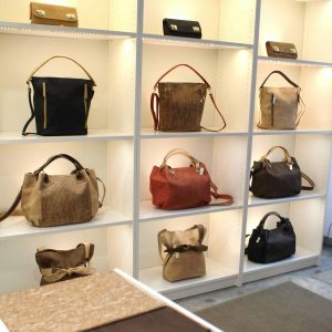 Artisanal shop in Bairro alto offering cork objects, cork bags and souvenirs in Lisbon