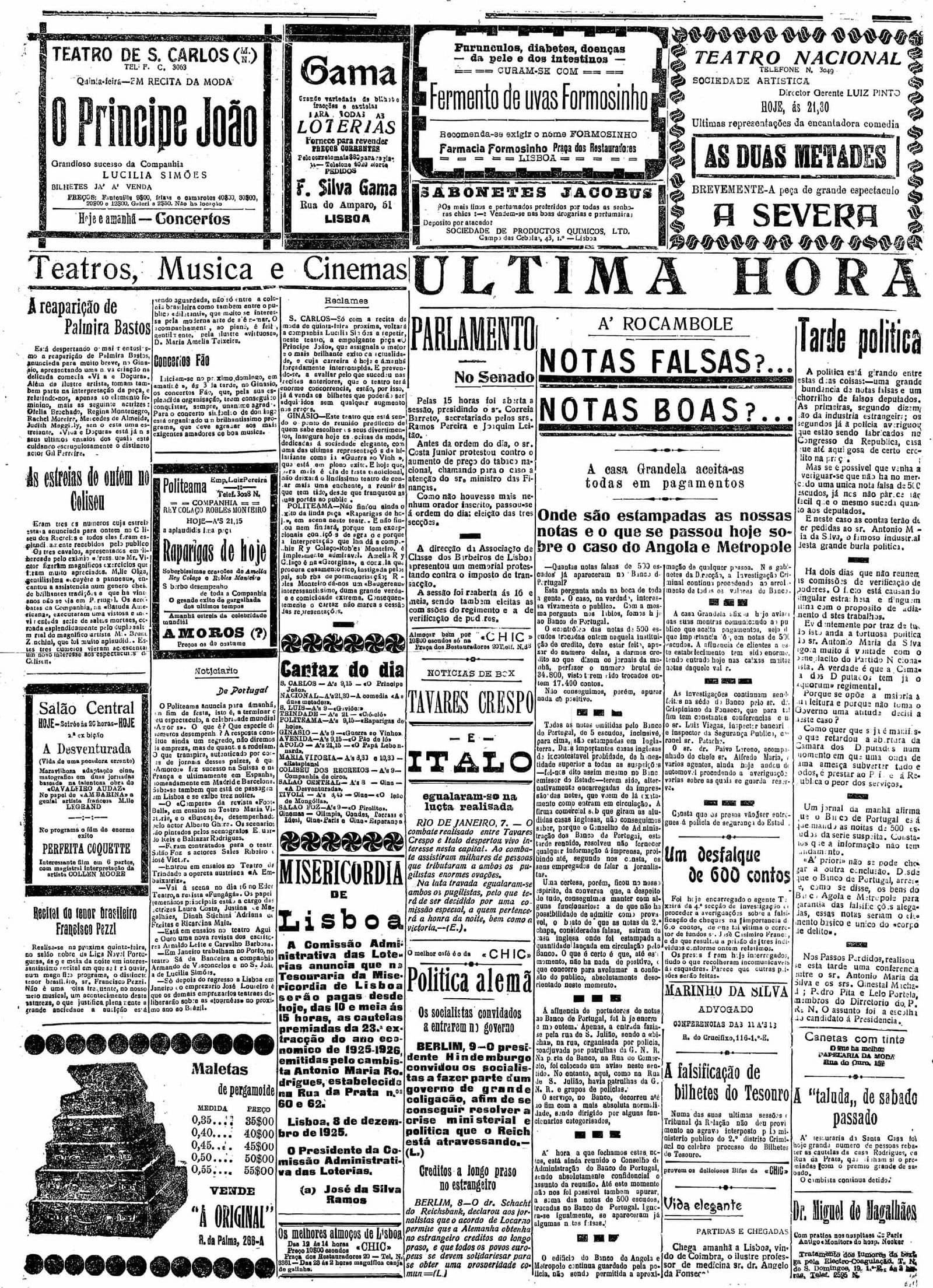 ¡Los periódicos portugueses hablan del timo de Artur Alves dos Reis!