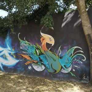 Street art by Klit, on the wall of Amoreiras, the famous "Wall of Fame" in Lisbon