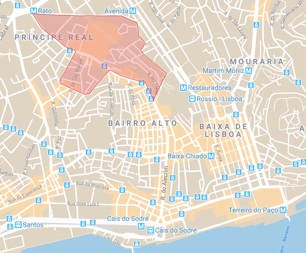 Alojamiento en Lisboa Príncipe Real mapa
