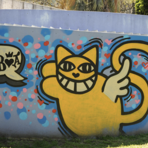 Graffiti by Mr Chat in the streets of Lisbon