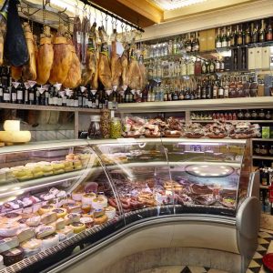 Historic delicatessen located near Rossio Lisbon offering cheese, cold cuts, pata negra, Portuguese sardines