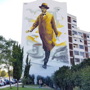 Odeith, street art artist in Lisbon with fernando pessoa