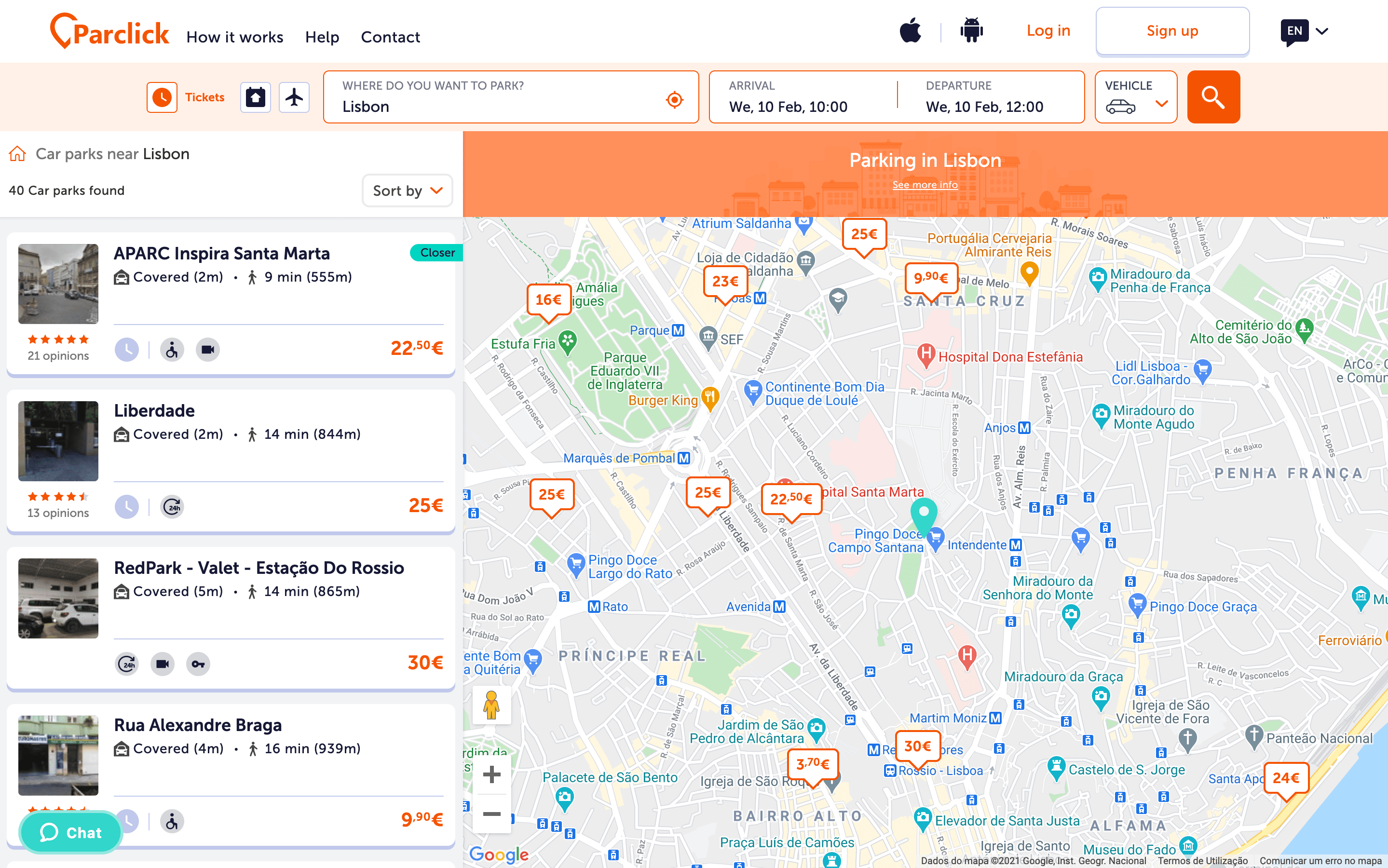 Parclick, una plataforma ideal para encontrar aparcamientos privados baratos en Lisboa.