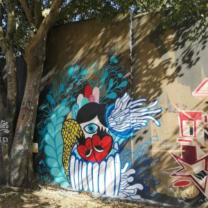 Street art by Pitanga, on the wall of Amoreiras, the famous "Wall of Fame" in Lisbon