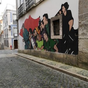 Street art by Antonio Alves & Rigo in the Bairro Alto district of Lisbon